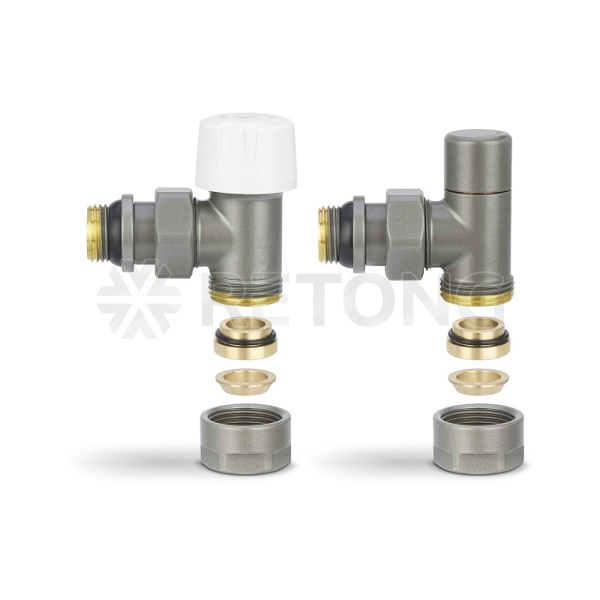 Комплект термостатический с запорным клапаном Varmega №1 VMDV10-310415, 1/2" x 3/4"EK ВР-НР, угловой