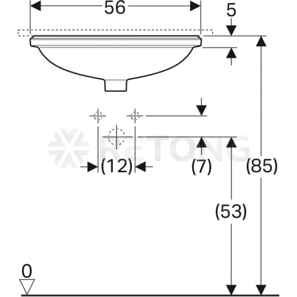 Умывальник меб VariForm 56 3/вел б/отв в/к Geberit 500.752.01.2