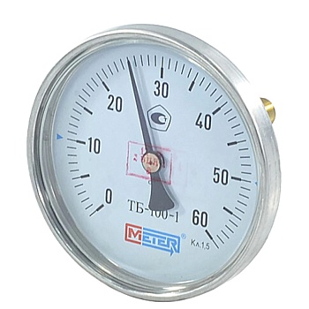 Термометр биметалл ТБ-100-1 60С Дк100 L=60 G1/2" осев Метер