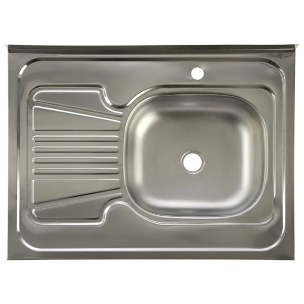 Мойка нерж AISI 430 накладн 800х600 0,4мм лев б/сиф 1 1/2 TRIO 80х60