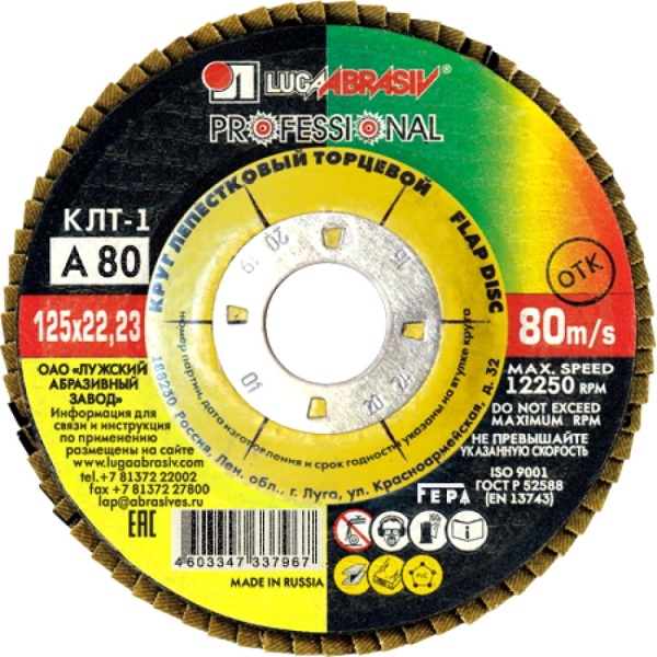Круг лепестковый КЛТ-1 125х22 A80 Луга