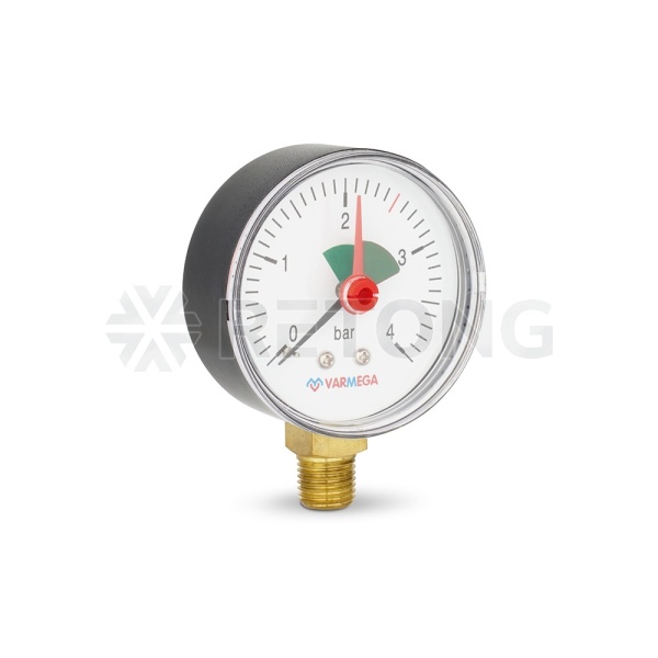 Манометр радиальный Varmega VMMT11-630402, диаметр 63 мм, 4 бар, 1/4", с индикатором предела