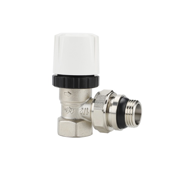 Термостатический клапан (терморегулятор) Varmega VM10411, 1/2" ВР-НР, угловой, с самоуплотняющимся п