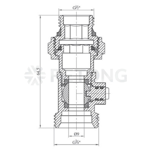 Узел ниж/п раздельный Ду15 Ру10 1/2x3/4" ЕК прям в/к Ogint