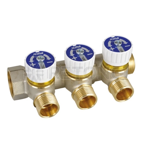 Коллектор лат клап рег 3/4" м/р 3в 1/2" н/р 37мм Icma 87227PB06