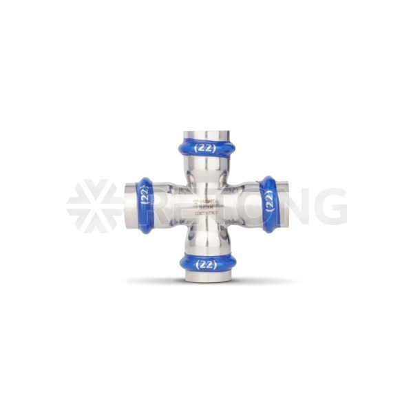 Крестовина раструбная Varmega Inox Press VM724002828, 28×28×28×28 мм