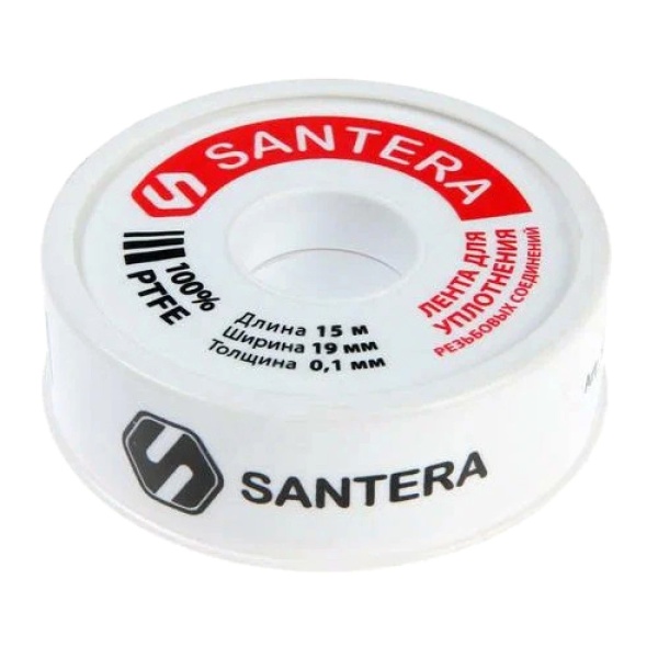 Лента ФУМ PTFE катушка 19ммх15м вода бел Santera 5-0026
