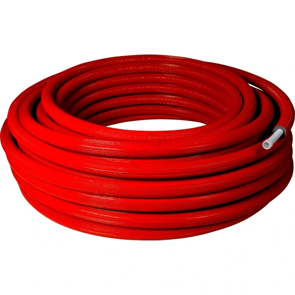 Труба PE-Xa/EVOH изол 6мм крас Дн16х2,2 Ру10 Т95C 100м РОС