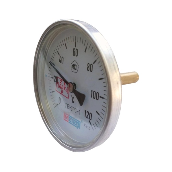 Термометр биметалл ТБ100 120С Дк100 L=80 G1/2" осев Метер