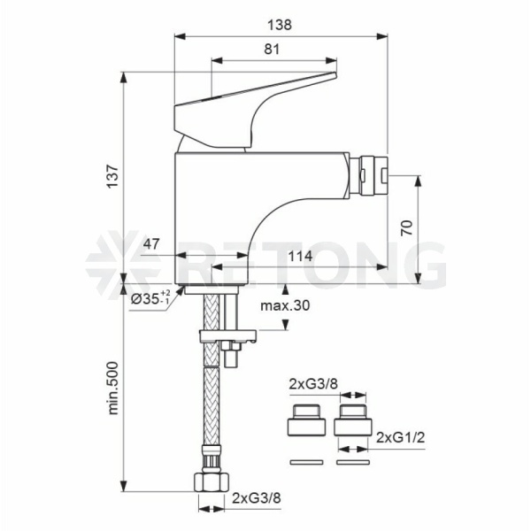 Смес/биде NEXT однор лит/изл Vidima BA369AA