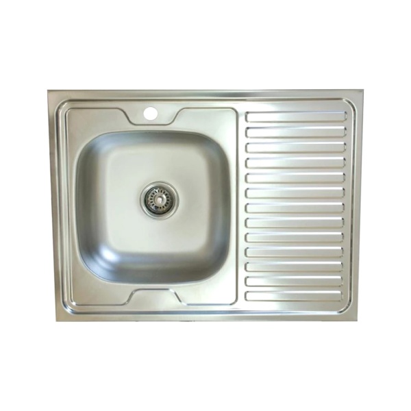 Мойка нерж AISI 430 накладн 800х600 0,6мм лев б/сиф 1 1/2 Владикс L-401