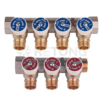 Коллектор лат клап рег 1" м/р 3в 3/4" ЕК н/р 50мм Icma 87229PH06