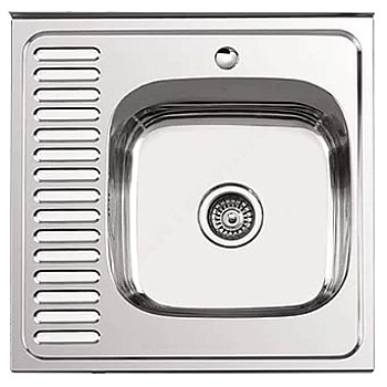 Мойка нерж накладн Декор 600х600 0,8мм лев в/к сиф 3 1/2 Ledeme L66060-L