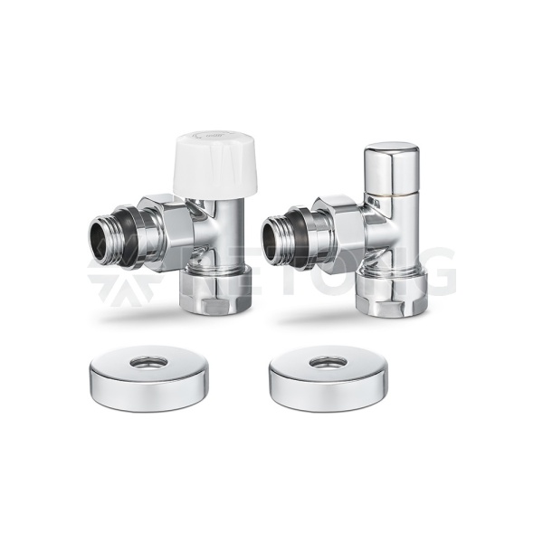 Комплект термостатический с запорным клапаном Varmega №1 VMDV10-410415, 1/2" x 3/4"EK ВР-НР, угловой