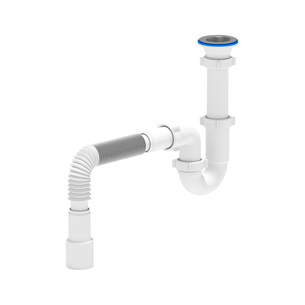 Сифон умыв/мойка труб 1 1/2"x40 гофр 40х40/50 нерж/сетка АНИ Пласт D0115