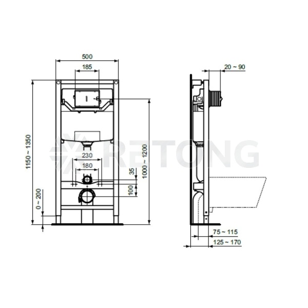 Инсталляция д/унит PROSYS 120P кнопка пневм хр OLEAS P1 Ideal Standard R0309AA