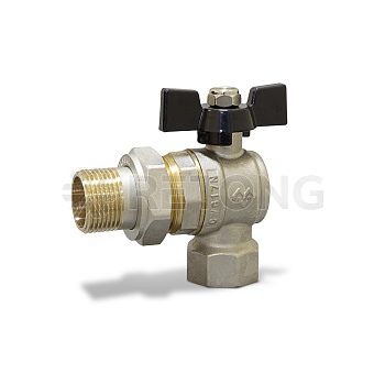 Кран шаровый угловой с разъемным соединением Varmega Toro VM02701 1/2" НР-ВР, полнопроходной, ручка-