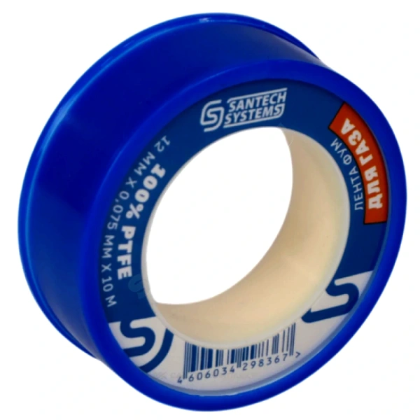 Лента ФУМ PTFE катушка 12ммх0,075ммх10м газ FU20 SantechSystems