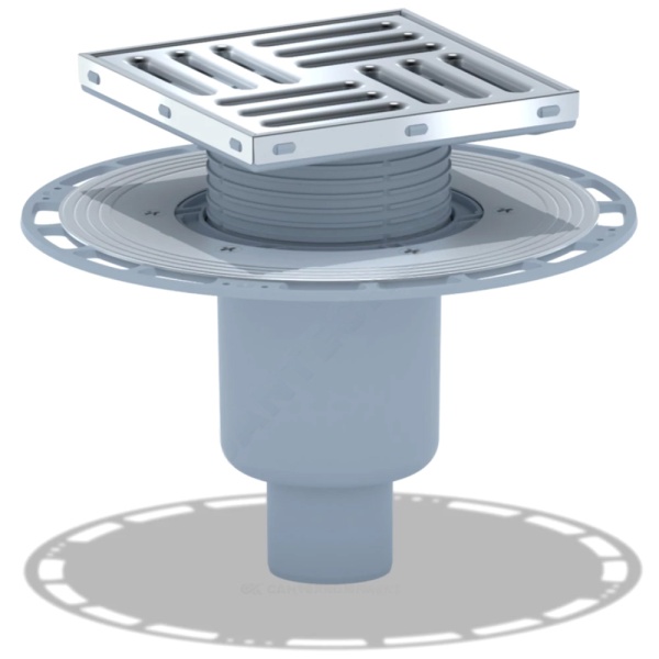 Трап рег верт/вып комб/затв Дн50 H147мм нерж/реш 150х150 АНИ Пласт THZ5712