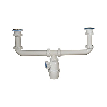Сифон мойки 2чаши бут 1 1/2"x40 нерж/сетка Орио А-4009