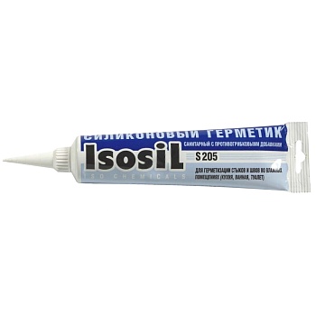 Герметик силикон санитарный 115мл белый S205 Isosil