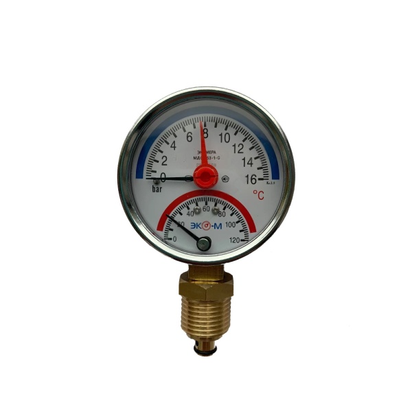 Термоманометр рад МД04 160С 0-1,6МПа Дк80 G1/4" в/к перех G1/2" L=60мм ЭКОМЕРА