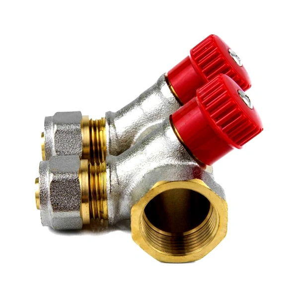 Коллектор лат клап рег красн 3/4" м/р 2в Дн16 обжим мп 35мм Aquasfera 7018-01