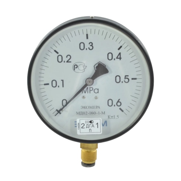 Манометр рад МД02 0-0,6МПаДк160 G1/2" ст ЭКОМЕРА МД02-160-G-0,6МПа
