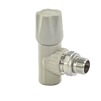Клапан PP-R сер запорн Дн20х1/2" Ру25 НР угл д/рад VALFEX 1014720012Г