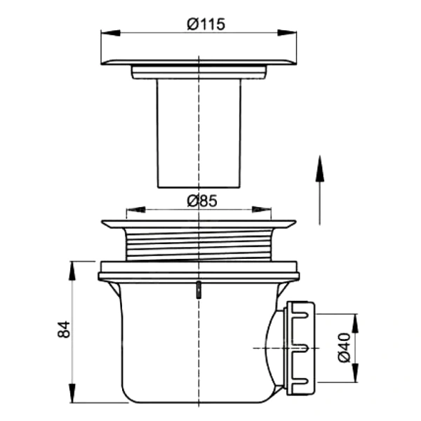 Сифон д/поддона h=84мм 1 1/2"x90/40 нерж/сетка Alca A48
