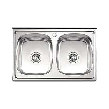 Мойка нерж накладн Глянцевая 800х600 0,8мм двойн в/к сиф 3 1/2 Ledeme L98060B