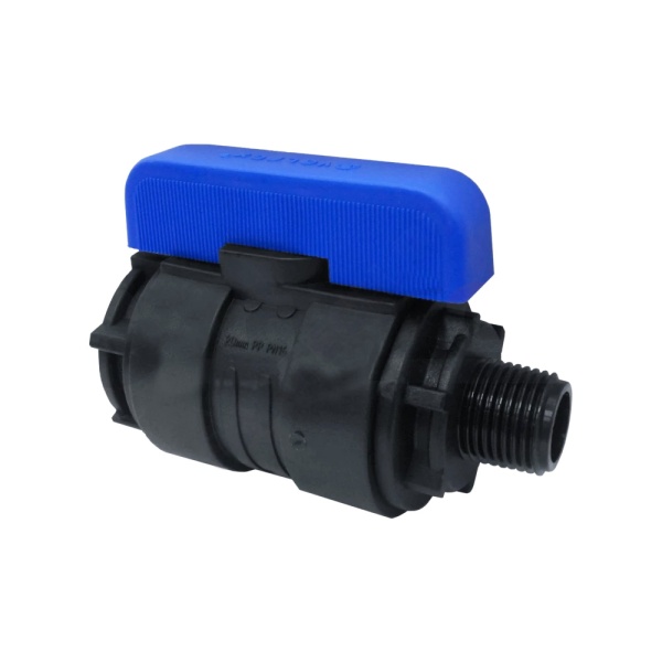 Кран шар компресс ПЭ 1/2"x3/4" Ду16 НР/ВР VALFEX 1210016012034