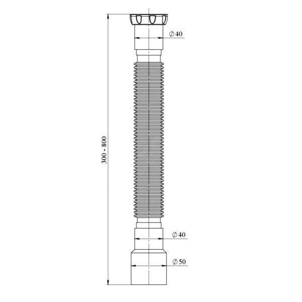 Гофра с гайкой 1 1/2"x40/50 L=300-800мм Unicorn D85