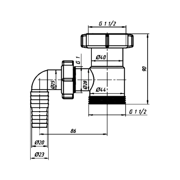 Патрубок д/сифона 1 1/2" отв АНИ Пласт M110