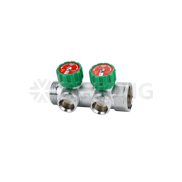 Коллектор регулирующий Varmega VM14622, 1", на 2 выхода 1/2", хромированный