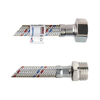 Подводка гибкая д/воды нерж М1/2"-Н1/2" 1.2м лат/г AQUALINE 01433