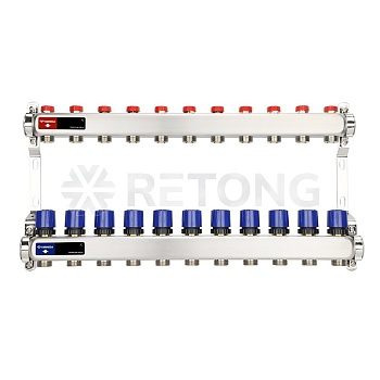 Распределительный коллектор (группа) для отопления Varmega VM15511 ВР 1", на 11 контуров 3/4" EK, не