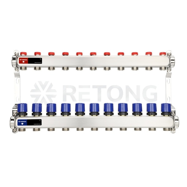 Распределительный коллектор (группа) для отопления Varmega VM15511 ВР 1", на 11 контуров 3/4" EK, не