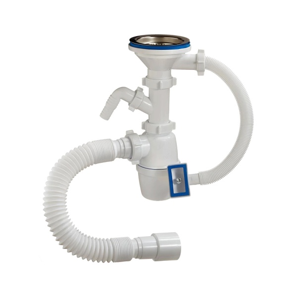 Сифон мойки бут г/пер 3 1/2"x40 гофр 40х40/50 отв нерж/сетка Орио А-4011