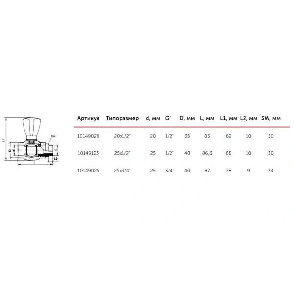 Кран шаровой PP-R бел Дн25х1/2" НР прям д/рад VALFEX 10149125