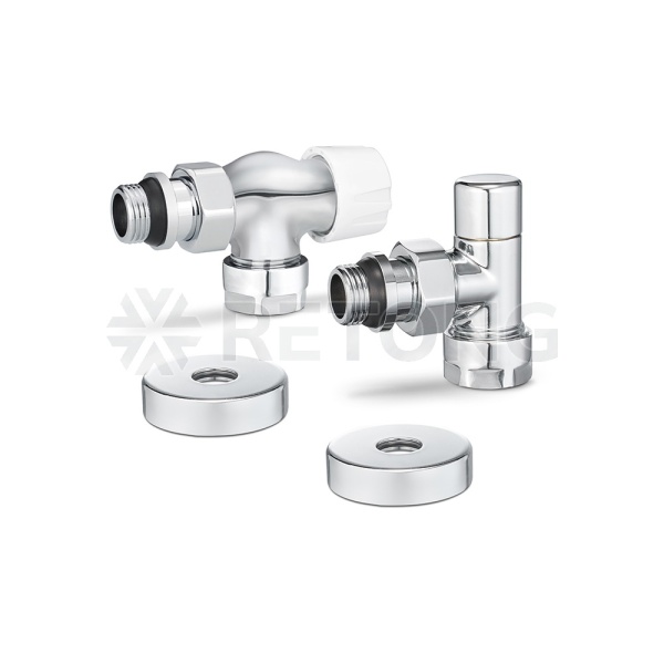 Комплект термостатический с запорным клапаном Varmega №3 VMDV12-410415, 1/2" x 3/4"EK ВР-НР, осевой,