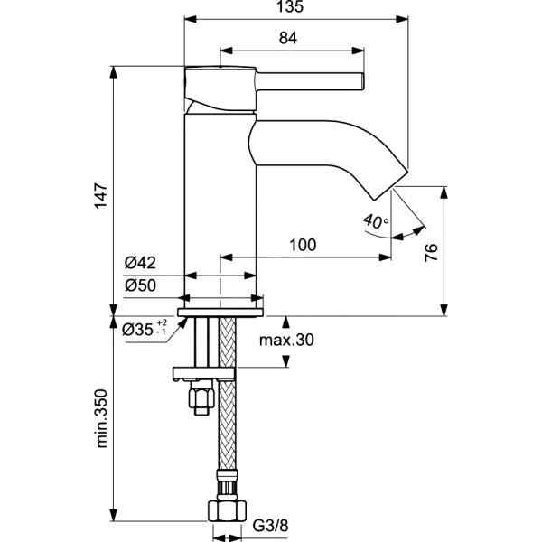 Смес/умыв CERALINE однор лит/изл Ideal Standard BC268XG