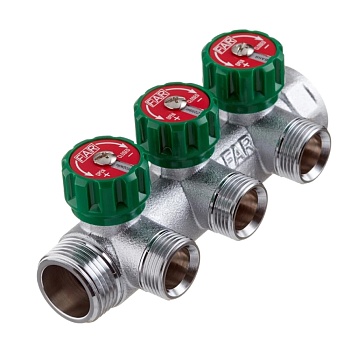 Коллектор лат клап рег 1" м/р 3в 1/2" ЕК н/р в/к ПУ 45мм Far FK 3822 112UN
