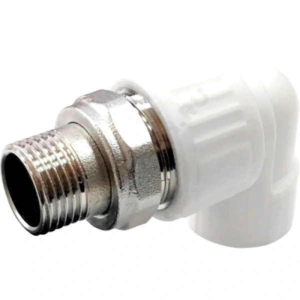 Угольник PP-R бел комб разъем Дн20х3/4" НР д/рад VALFEX 10238112