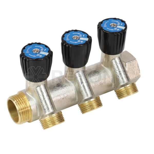 Коллектор лат клап рег 1" м/р 4в 3/4" ЕК н/р 50мм Aquasfera 9039-09