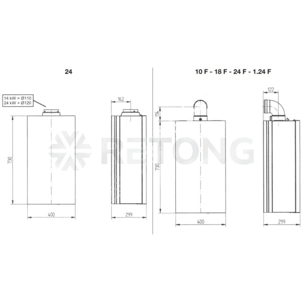 Котёл газовый настенный, Baxi, ECO-4S 24 F мощность кВт-24, двухконтурный, закрытая камера
