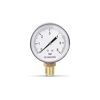 Манометр радиальный Varmega VMMT10-800604, диаметр 80 мм, 6 бар, 1/2"