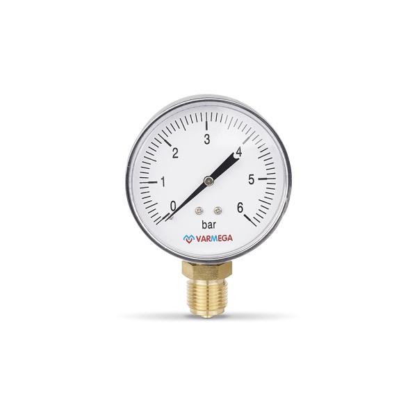 Манометр радиальный Varmega VMMT10-800604, диаметр 80 мм, 6 бар, 1/2"