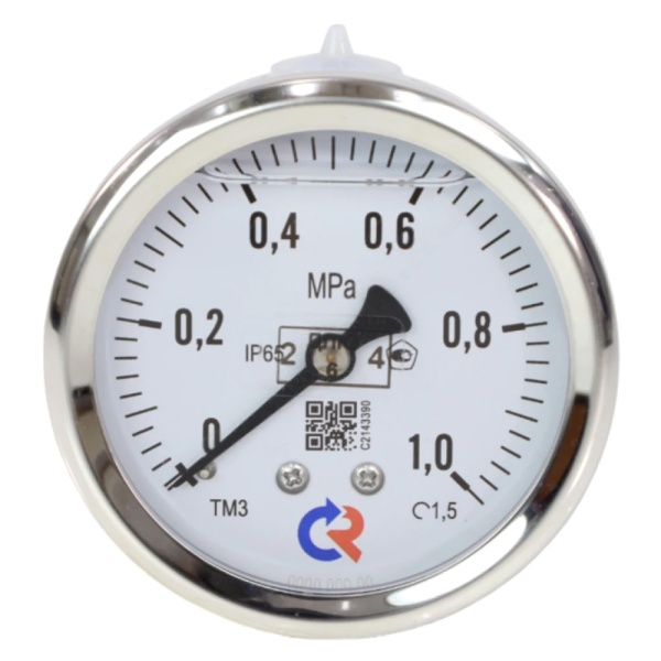 Манометр осев гидр ТМ-320Т.10 0-1,0МПаДк63 G1/4" глиц нерж Росма 00000026326