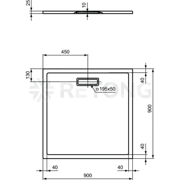 Поддон акр ULTRAFLAT 90х90 квадр Ideal Standard T446701